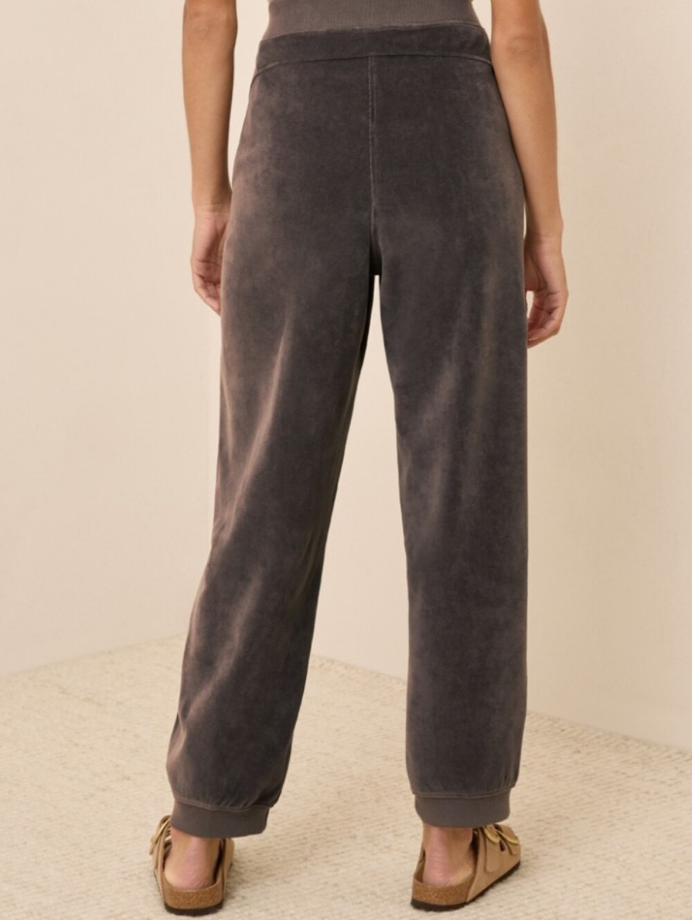 Pact 100% Organic Cotton Charcoal Gray Velour Joggers - Picture 5 of 7